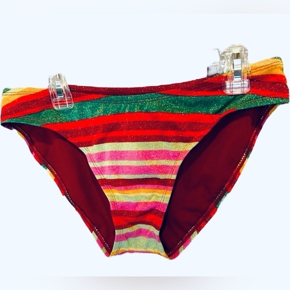 D01.21. BCA Rebecca Virtue Glitter multicolor striped hipster bikini bottom - Picture 1 of 4